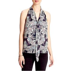 NWT Banana Republic Paisley Sleeveless Halter Tie Neckline Blouse Size XS